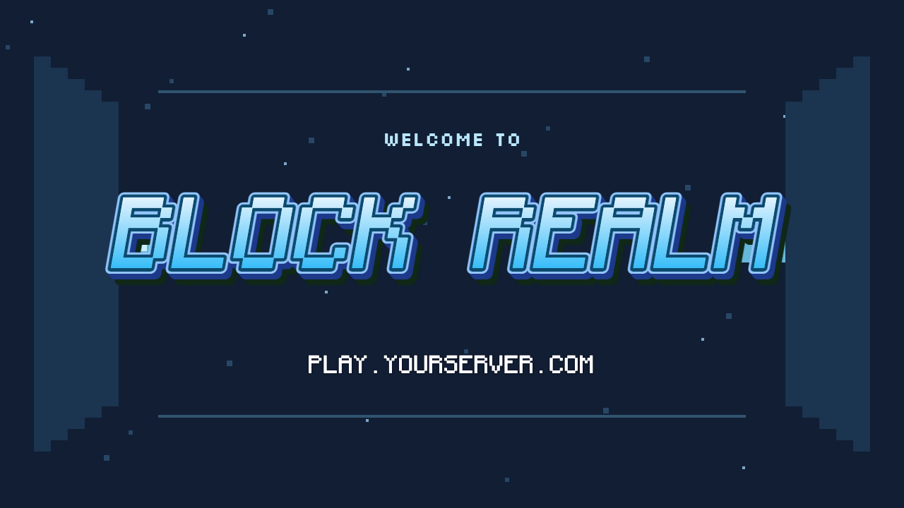 Blue 3D BLOCK REALM server logo made with the Monocraft TTF font