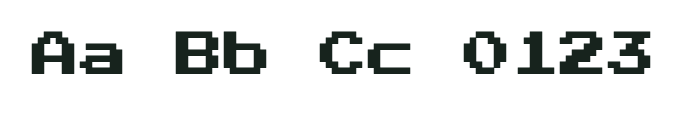 Press Start 2P TTF font preview showing Aa Bb Cc 0123